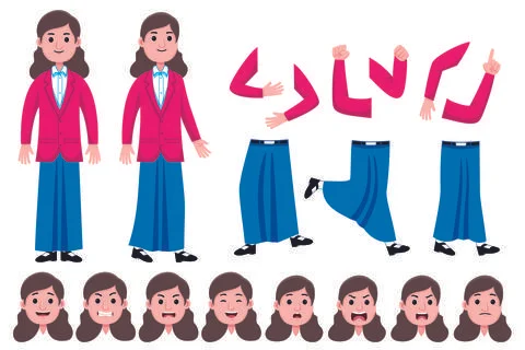 Stylized Characters Set for Animation Stock Illustration