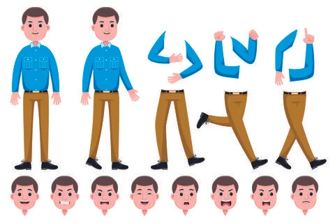 Stylized Characters Set for Animation Stock Illustration