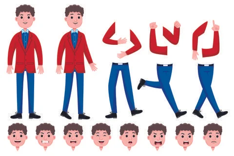 Stylized Characters Set for Animation Stock Illustration