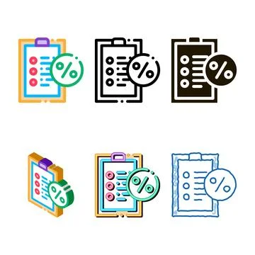 Stylized checklist percent icon vector outline Stock Illustration