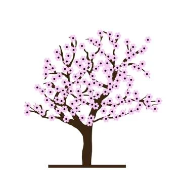 Stylized cherry tree Stock Illustration