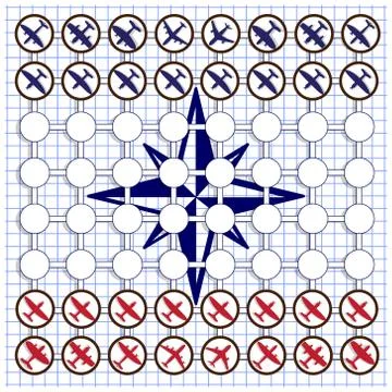 Stylized chess on a sheet in a cage. Stock Illustration