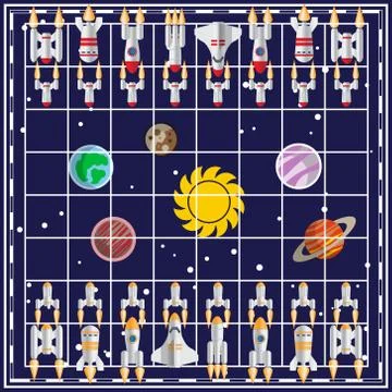 Stylized chess on a space theme. Stock Illustration