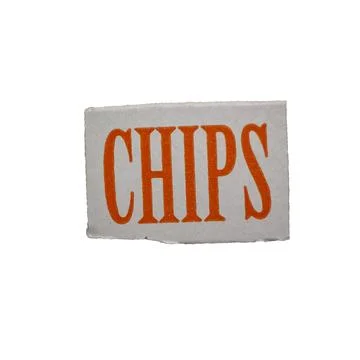 The stylized CHIPS script on a white background Stock Photos