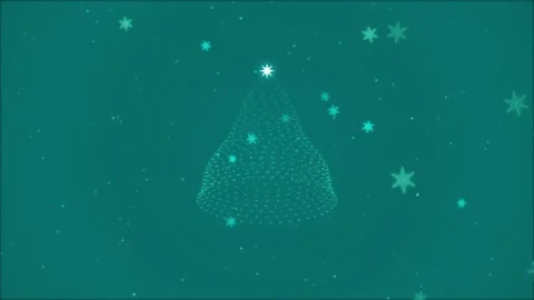 Stylized Christmas tree and falling snowflakes on green background animatio.. Stockbeeldmateriaal 343155142