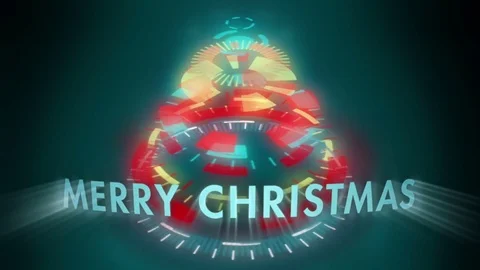 Stylized Christmas tree on black background with text Merry Christmas. Vidéo 83386979