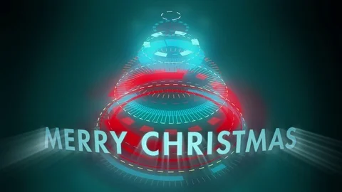 Stylized Christmas tree on black background with text Merry Christmas. 動画素材 83386995