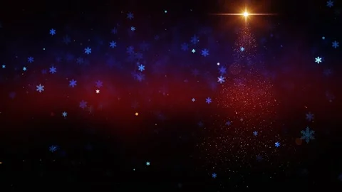 Stylized Christmas tree formed by sparkling whirling stardust and delicate Stock Footage 344911149