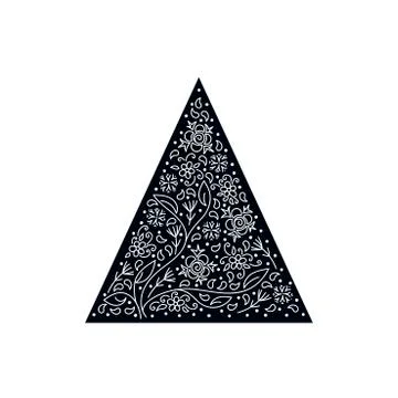 Stylized Christmas tree, hand drawn ornate patterns of flowers, leaves and sn Stock Illustration