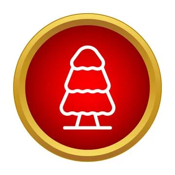 Stylized christmas tree icon on a red button Stockillustratie