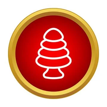 Stylized christmas tree icon on red button Stock Illustration