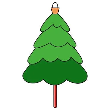 Stylized Christmas Tree Illustration with Simple Design on White Background Stock Illustration