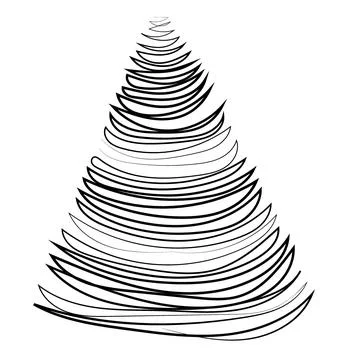 Stylized Christmas tree with a line Stock Illustration