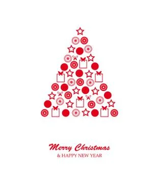 Stylized christmas tree with red decorations Stock Illustration
