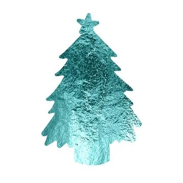 Stylized Christmas tree shape made from textured turquoise material isolated  Stock Photos