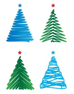 Stylized Christmas trees Stock Illustration