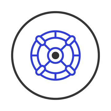 Stylized circular icon showcasing symmetrical geometry within concentric ri.. Stock Illustration