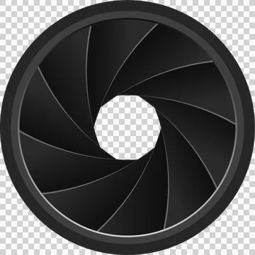 A stylized circular iris, comprised of interlocking dark blades, surrounded.. Stock Illustration