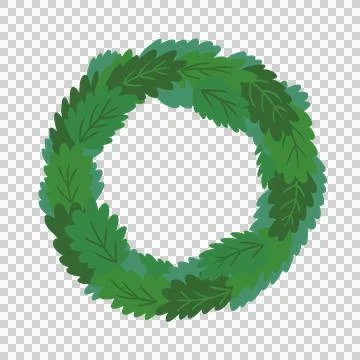 Stylized circular wreath is showing overlapping green leaves in flat design, Stockillustratie