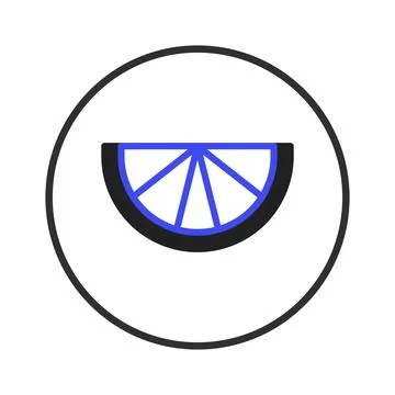 Stylized citrus segment within circular frame presents a simplified represe.. Stock Illustration