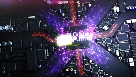 Stylized city consisting of chips and computer components on a printed circui Stock Footage 223146467