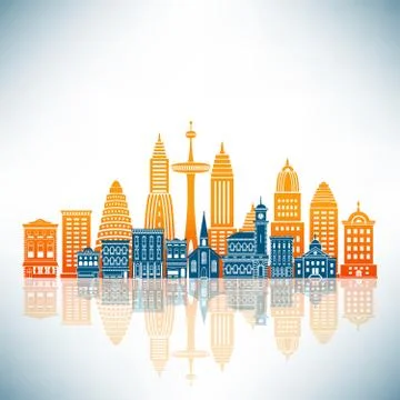 A Stylized City on a Plain Background Stock Illustration