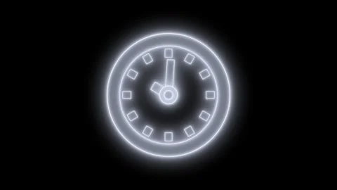Stylized Clock Animation, A stylized clock icon with a glowing outline, fea.. Stock Footage 307064653