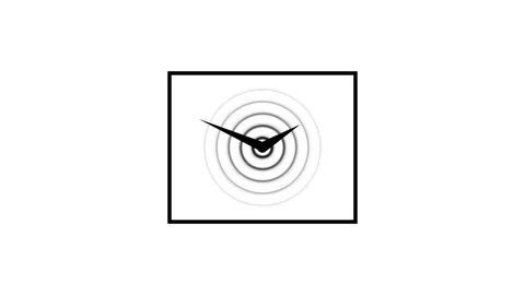 Stylized Clock Face with Concentric Circles and Pointer on animation White .. Stock Footage 321626335