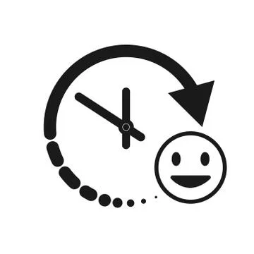 Stylized clock icon with a rest symbol for a logo, emblem, button, or informa Stock Illustration
