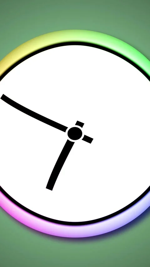 Stylized clock rotates backward on a loop, the background subtly warping as.. Stock Footage 308741903
