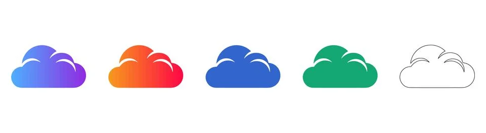 Stylized Cloud Graphic Icon Collection Illustration