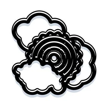 Stylized cloud group with rainbow outline weather icon Stock Illustration
