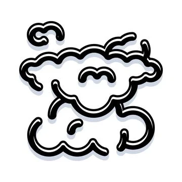 Stylized cloud illustration with thick black outline Stock Illustration