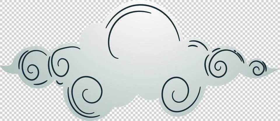 Stylized cloud is showing flat design, rough dark strokes, swirling lines, Stock Illustration