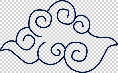 Stylized cloud is showing smooth spirals and flowing curves in flat design, Illustrazione stock