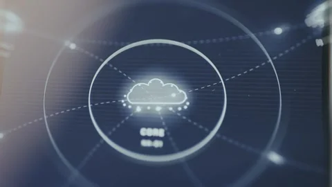 Stylized cloud within concentric circles representing core hub Stock Footage 335486390