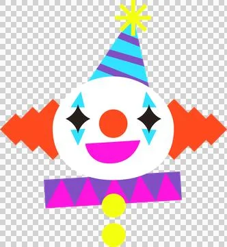 Stylized clown face is showing in flat design on transparent background with 库存插图