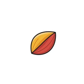 Stylized cocoa pod illustration split diagonally displaying vibrant red and.. Stock Illustration
