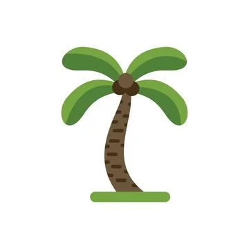 Stylized coconut palm tree growing on tropical island Stock Illustration