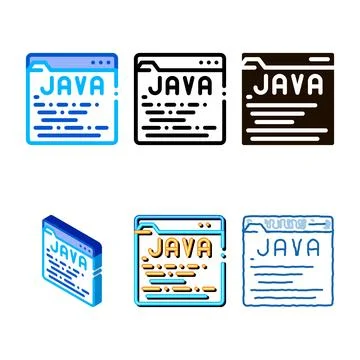 Stylized coding language java system vector thin line icon Stock-Illustration