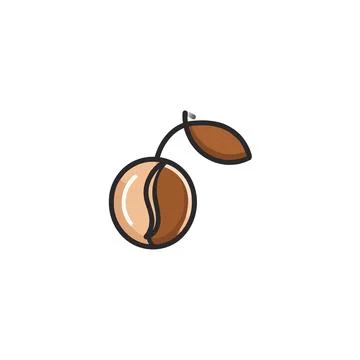 Stylized coffee bean illustration showcases organic flavor with a leaf, a s.. Stock Illustration