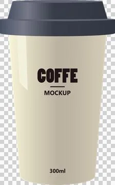 Stylized coffee cup illustration, featuring a lid and the measurement 300 m.. Stock Illustration
