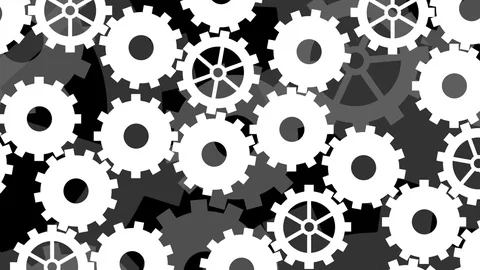 Stylized cogwheels mechanism looping background Stock Footage 81763042