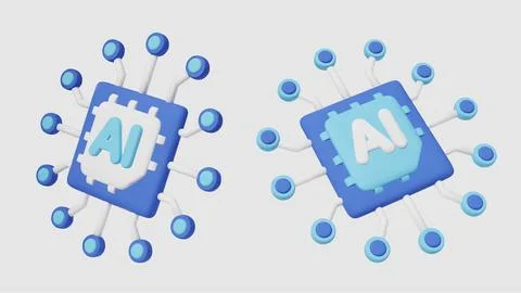 Stylized collection of tech pictograms representing the core of computing Stock Illustration