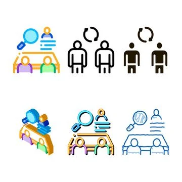 Stylized collective interview icon vector outline 스톡 일러스트
