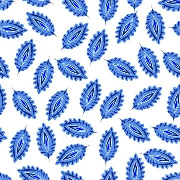Stylized colorful leaves seamless pattern. Folk boho universal texture. Hand  Stock Illustration