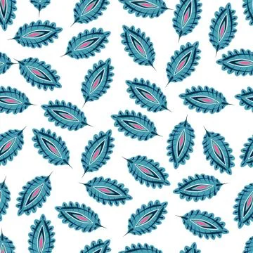 Stylized colorful leaves seamless pattern. Folk boho universal texture. Hand  Stock Illustration