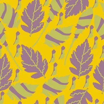 Stylized colorful leaves seamless pattern Stock Illustration