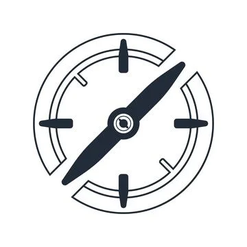 Stylized compass icon with needle pointing direction indicator navigation Illustrazione stock