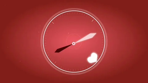 Stylized Compass Needle Pointing Towards a Vibrant Heart Symbol on Soft Red.. Видео 345982334